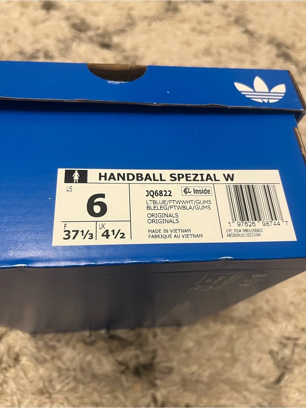 Adidas handball spezial sneaker. Womens US size 6. Blue. New in box.